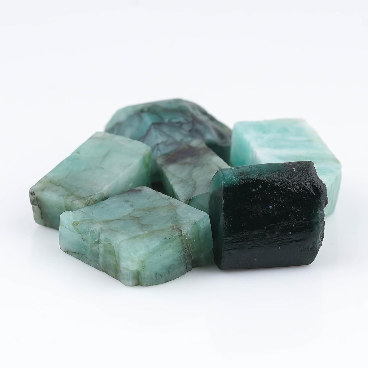 CRYSTALIS 6pcs Natural Emerald Loose Gemstone Wholesale Bulk Rough Jewelry Making Supply, Chakra & Healing Raw Stones, Wire Wrapping, DIY, Gem Collection, May Birthstone, Size : 13-16mm