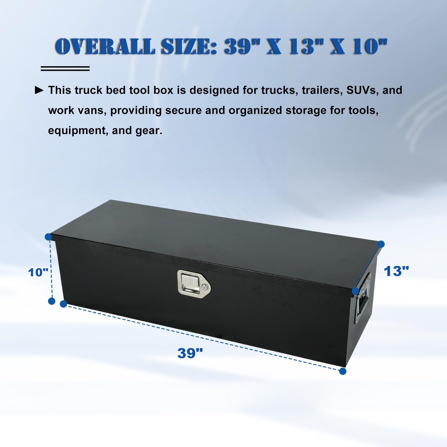 Easyberg Heavy Duty Steel Truck Bed Tool Box 39" Lockable Tool Box for Bed of Truck with Handle Tool Chest For Storage & Organization