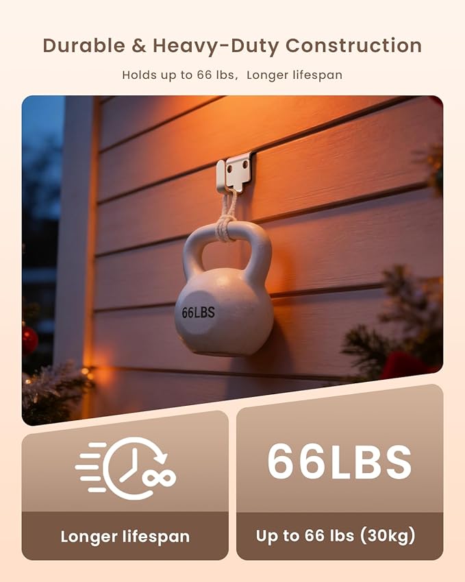 Vinyl Siding Hooks, Heavy Duty Siding Hooks for Hanging Outdoor Holiday Decorations, String Lights and Stuff, No-Hole Rustproof Wreath Hangers for Vinyl Siding