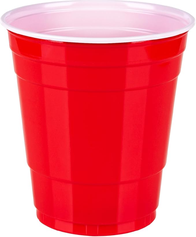 Amazon Basics Small Disposable Red Plastic Party Cups, BPA-Free, 9oz, 50 Count (Pack of 2)