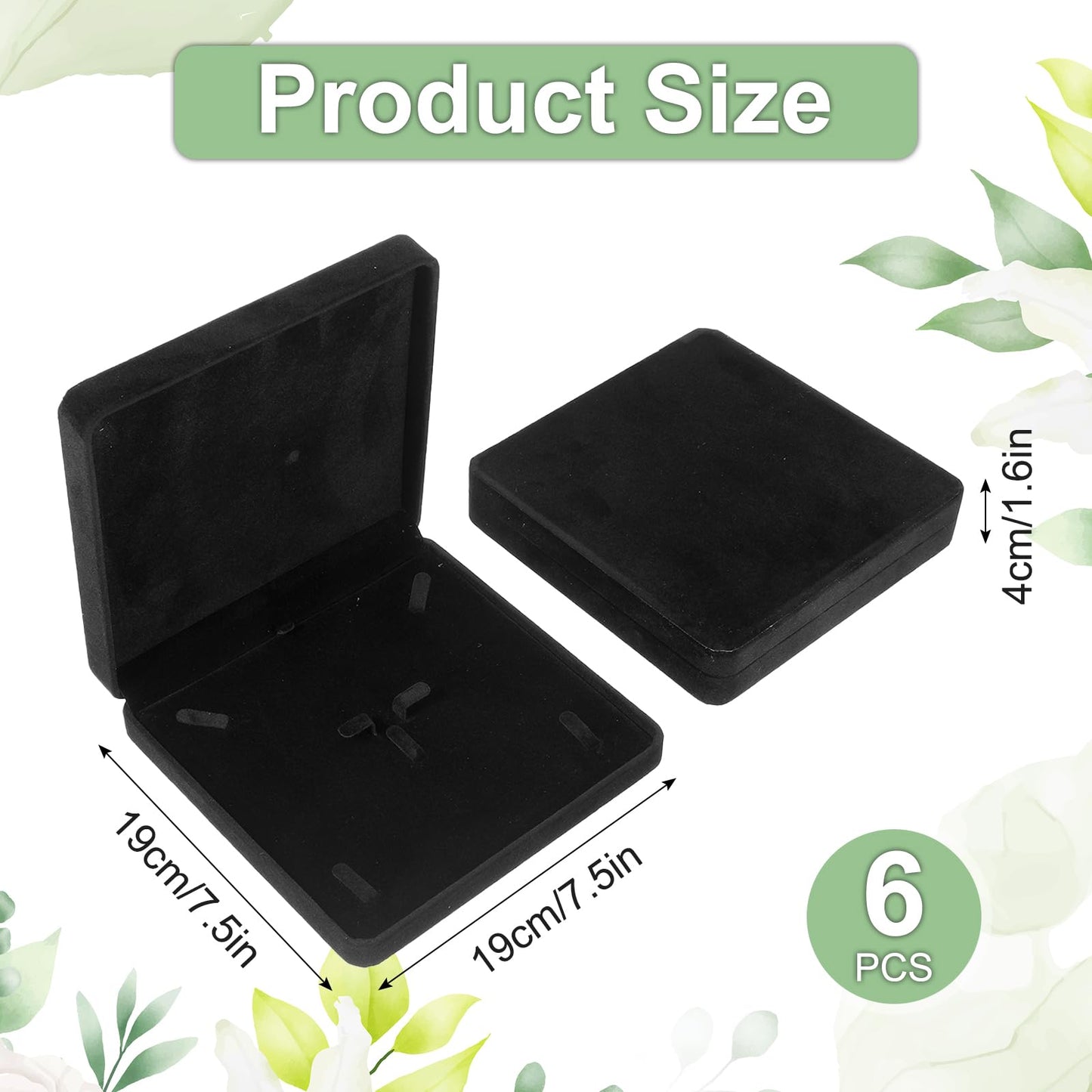 Meyeyaia 6 Pcs Velvet Jewelry Set Box Black Jewelry Display Box Jewellery Gift Boxes for Necklace, Ring, Earring, Bracelet, Pendant Mother's Day Wedding Travel Anniversary, 7.5 x 7.5 x 1.6 in