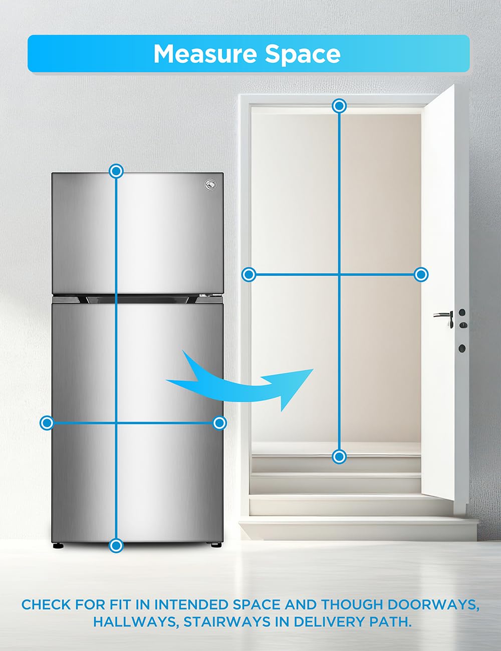 Commercial Cool 20 Cu. Ft. Top Mount Refrigerator with Freezer, 2-Door Refrigerator with Top Freezer and Adjustable Temperature Control, Ice Maker Ready, Energy Star Certified, Stainless Look