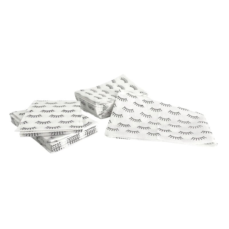 Disposable Lashing Dental Bib | 125 Pack | Size 13x18" inches | Eyelash Extension Supplies | White Bib with Simple Lash Print Design