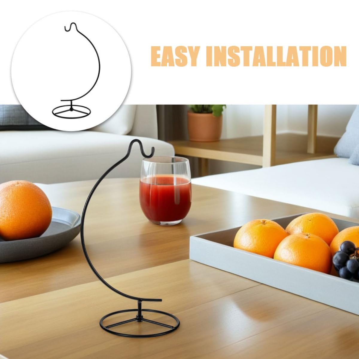 Healvian 2pcs Iron Hanging Stand for Air Plant Terrarium and Glass Globe Display, Moon-shaped Micro Landscape Bottle Hanger for Indoor Home Décor and Wedding Decoration