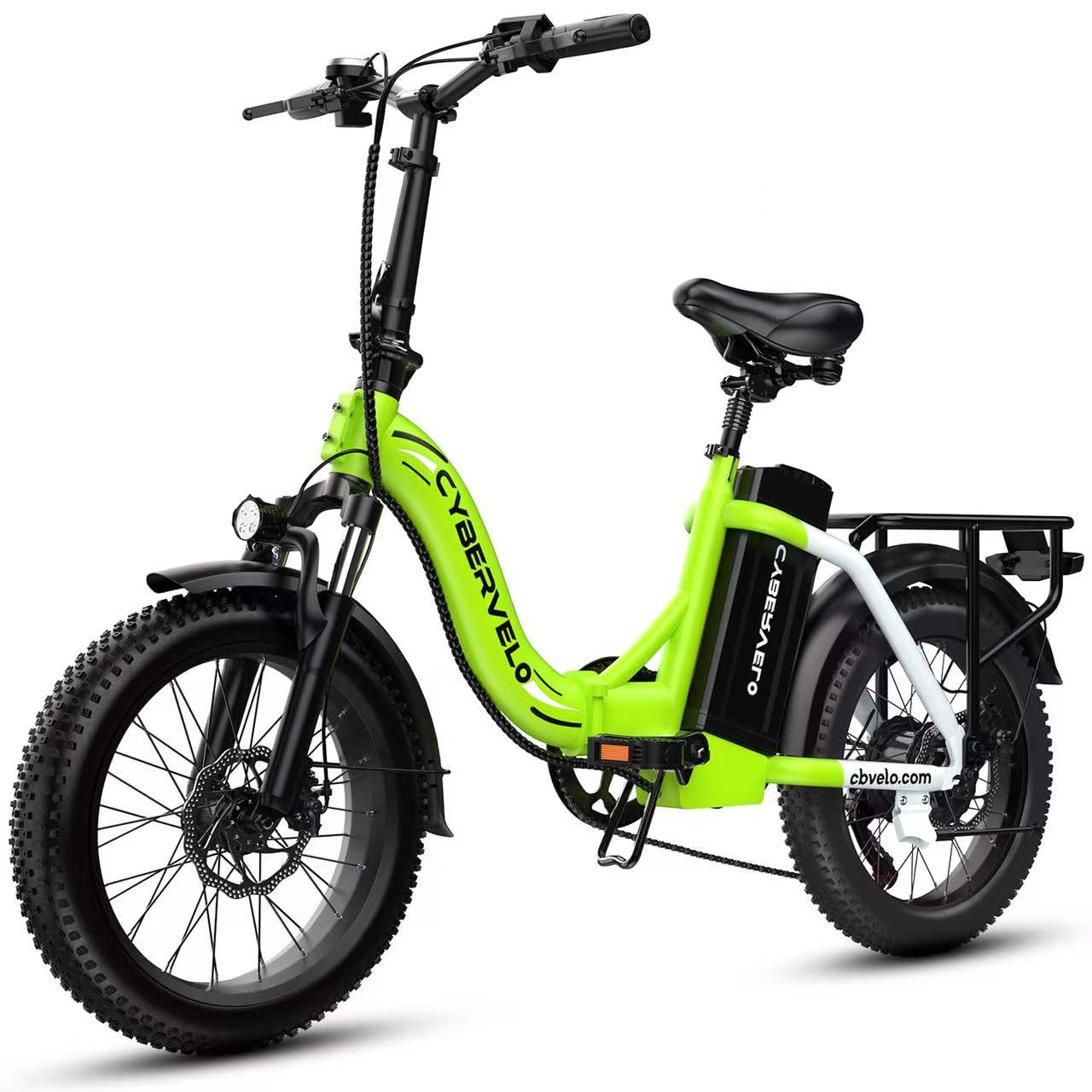 YorkE 1000W Folding Electric Bike, 48V 20AH Large Removable Battery E Bike, 30+MPH, 80 Miles Max Range, 20" Fat Tire Electric Bike for Adults, Adult Electric Bicycles for Commute,Green