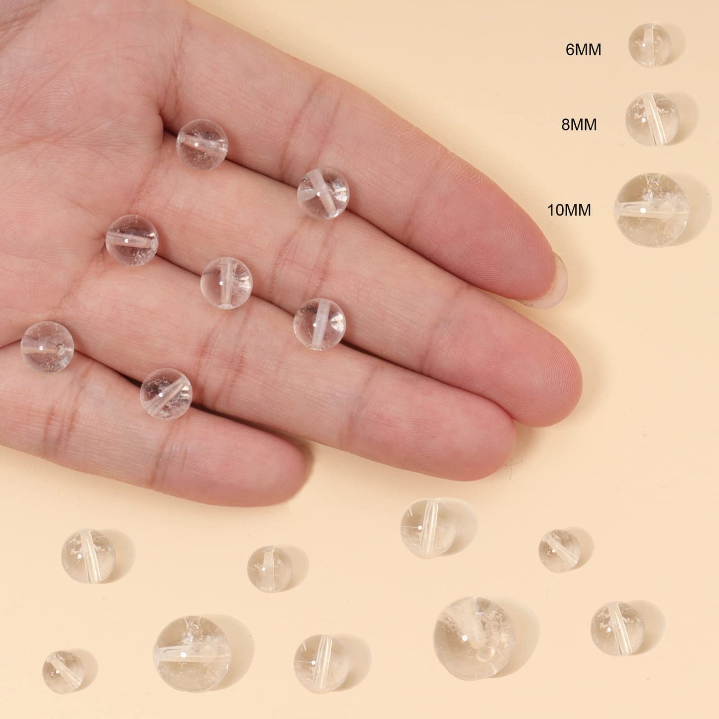 60pcs 6mm Natural Clear Quartz Crystal Gemstone Beads Energy Healing Crystal Round Loose Stone Beads for Jewelry Making, DIY Bracelets Necklaces