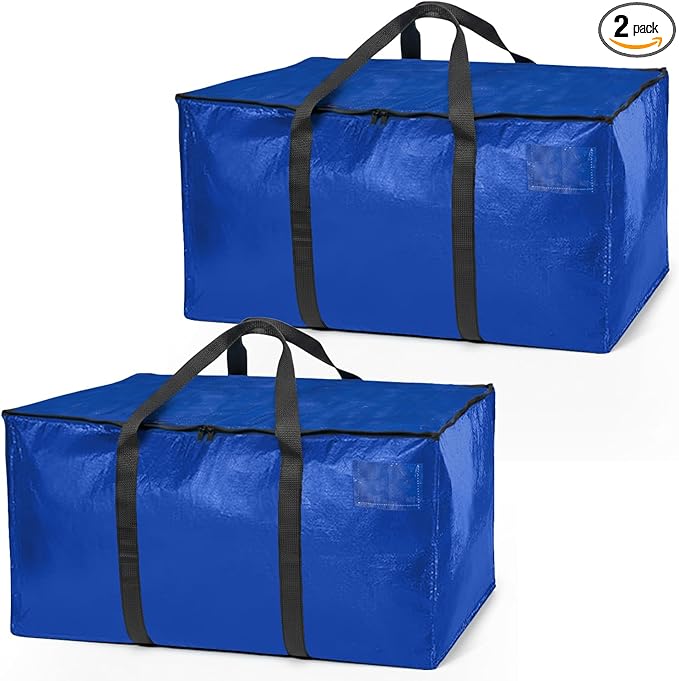 ClearSpace Heavy Duty Moving Bags or Storage Bag Ã¢ÂÂ Large Moving Boxes with Backpack Straps, Zippers & Handles Ã¢ÂÂ Perfect for Moving, College Dorm, Traveling, Camping, Christmas Decorations, 2 Pack