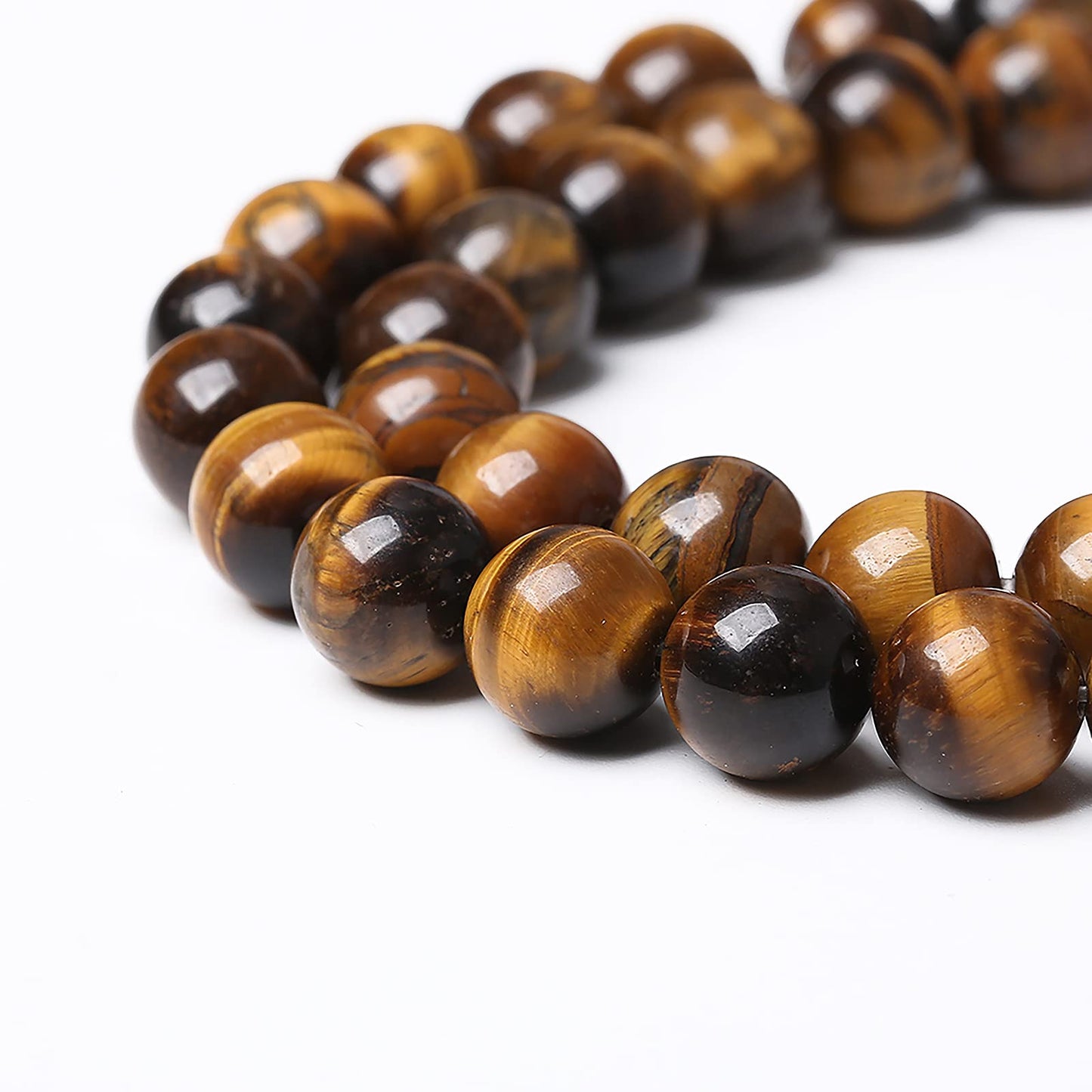 90PCS 8mm Natural Yellow Tiger Eye Stone Beads Semi Gemstone Round Loose Beads for Jewelry Making 32" 2 Strand DIY Bracelet Necklace Earrings