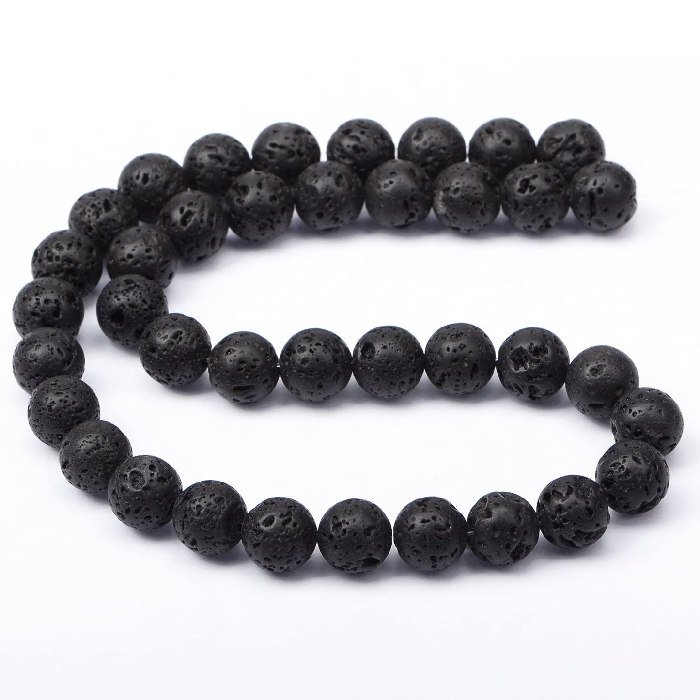 AD Beads Natural Gemstone Round Loose Beads 15" for Bracelet Necklace Earrings Jwelery Making Crafts DIY (10mm, Black Lava Stone)