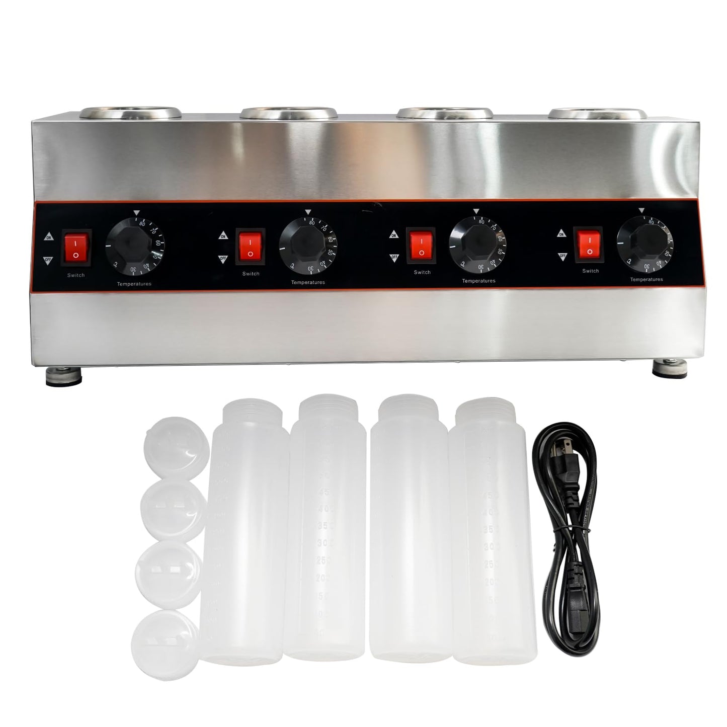 Commercial Electric Sauce Warmer Electric Cheese Sauce Warmer Hot Fudge Warmer Dispenser Cheese Dispenser Warmer with 4 Pump (4 Pump Head)