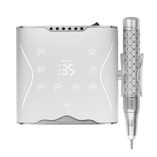 M Nova Pro Nail Drill 35,000 RPM Brushless Motor, Cordless Rechargeable Electric Nail File, Professional E File Machine for Acrylic Gel Nails, Low Noise Portable Salon Use – White