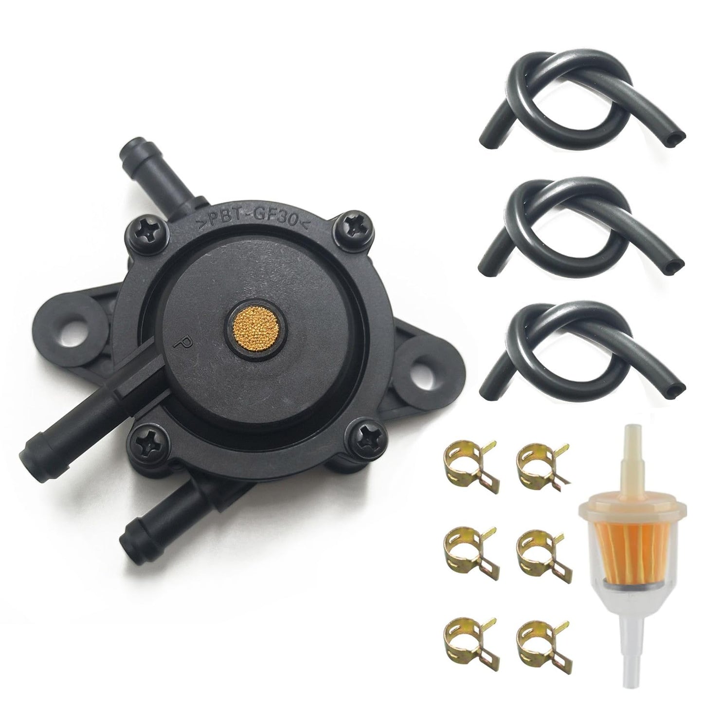 VRWEARE Fuel Pump with Filter and Oil Hose Compatible with Kohler 17HP-25HP Briggs and Stratton John Deere Kawasaki Yamaha Golf Cart Lawn Mower Cub Cadet mikuni Fuel Pump 808492 808656