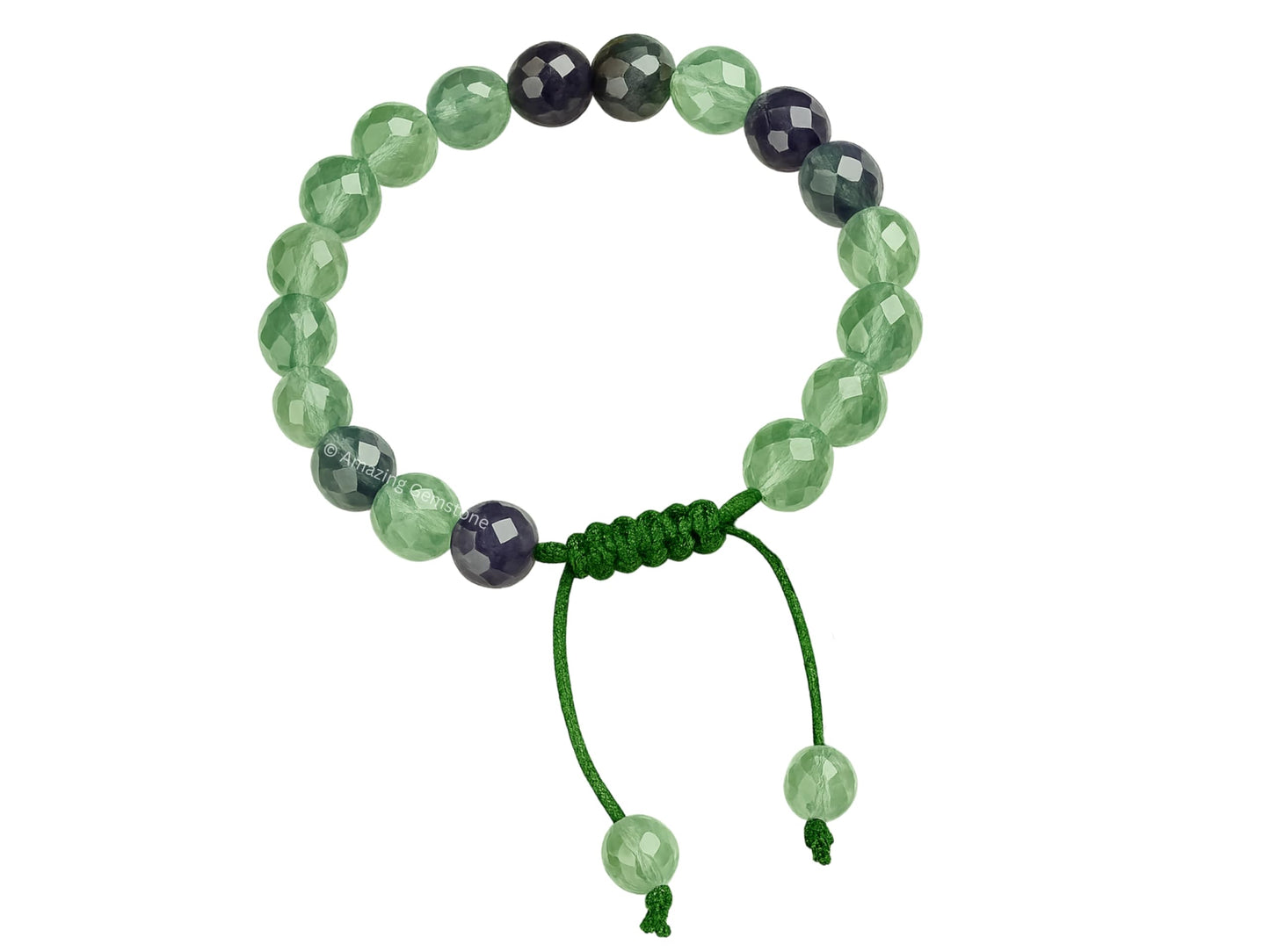 Amazing Gemstone Multi Fluorite Bracelet for Women - Chakra Mens Bracelet Protection Crystals & Healing Stones - Blessing Bracelet Spiritual Meditation Gift (Faceted Beaded Bracelet, Adjustable)