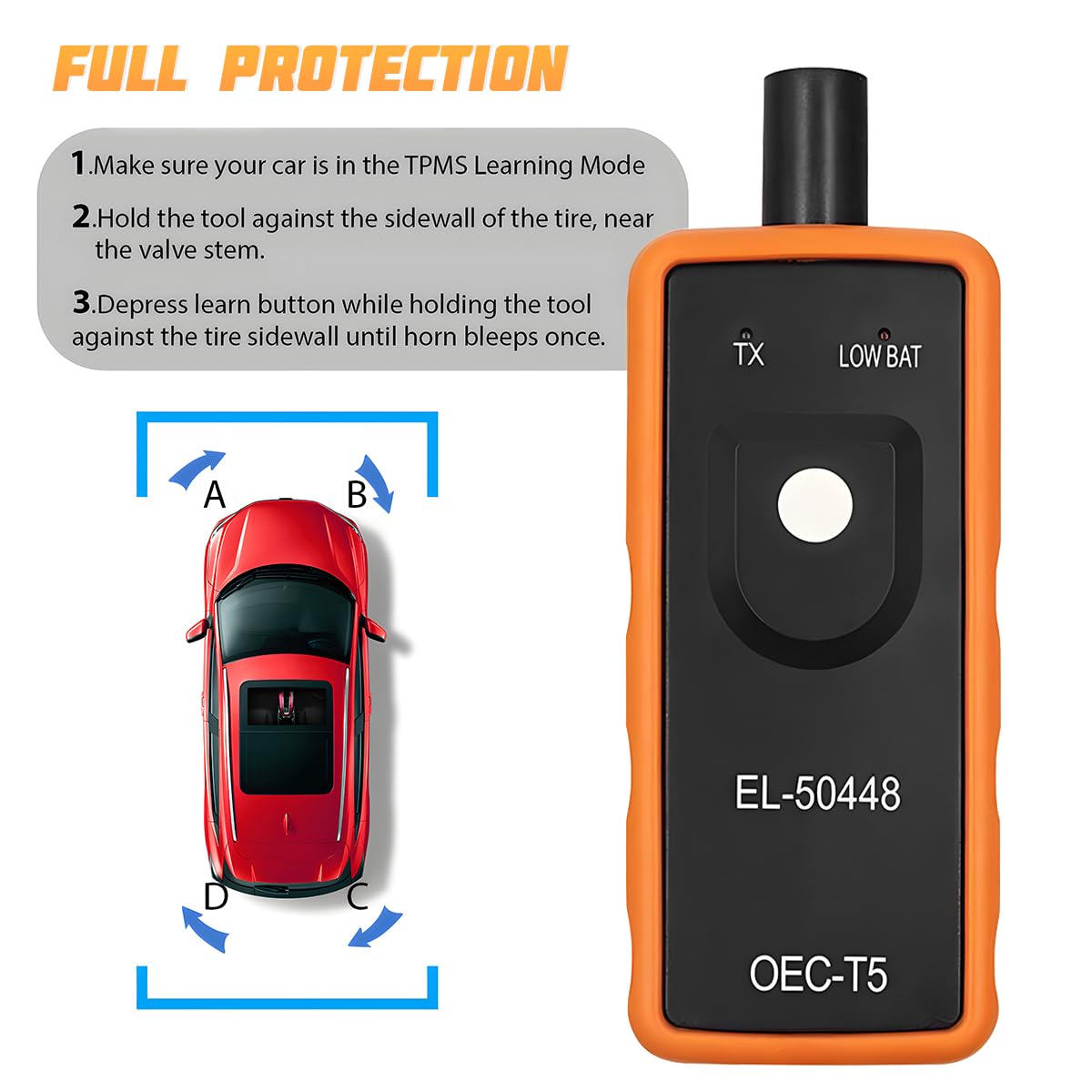 AICEL TPMS Relearn Tool for Car Tire Sensor, EL-50448 Tire Pressure Monitor Sensor Activation Reset Tool OEC-T5, System Programming Training for Buick Chevy Series Vehicles