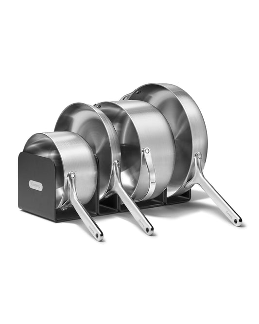 Caraway Stainless Steel Cookware Set – 12 Piece 5-Ply Stainless Steel Pots and Pans Set - Includes Fry, Sauce, Sauté Pan, Dutch Oven, and Space-Saving Storage - Non Toxic, PTFE & PFOA Free