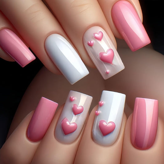 FIEONCIY Press on Nails Square Shaped Glossy Full Cover Acrylic Medium Length Square False Nails with Designs Artificial Short Coffin Fake Nails with Charms Glue ons Fingernails for Women Girls(Y481)
