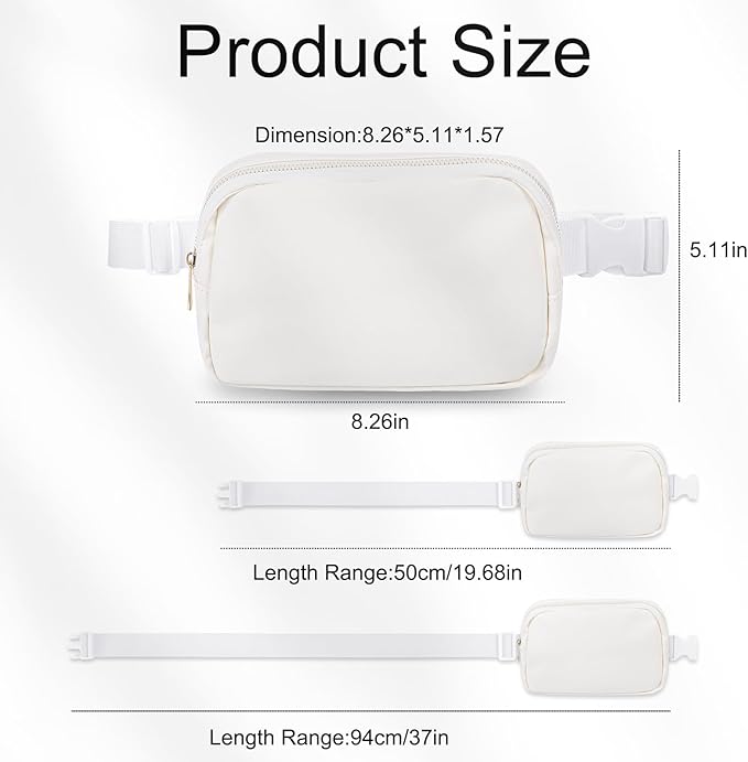 VOROLO Fanny Pack For Women And Men Crossbody Bag Belt Bag with Adjustable Strap Graduation Gifts PU White