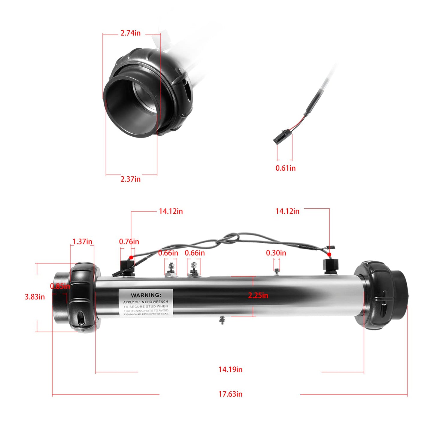 E-cowlboy 58117 M-7 Heater Assembly fits for Balboa VS, EL, TS, GS, BP Control Systems, 4.0 KW 220V 26-58104-K with Sensor