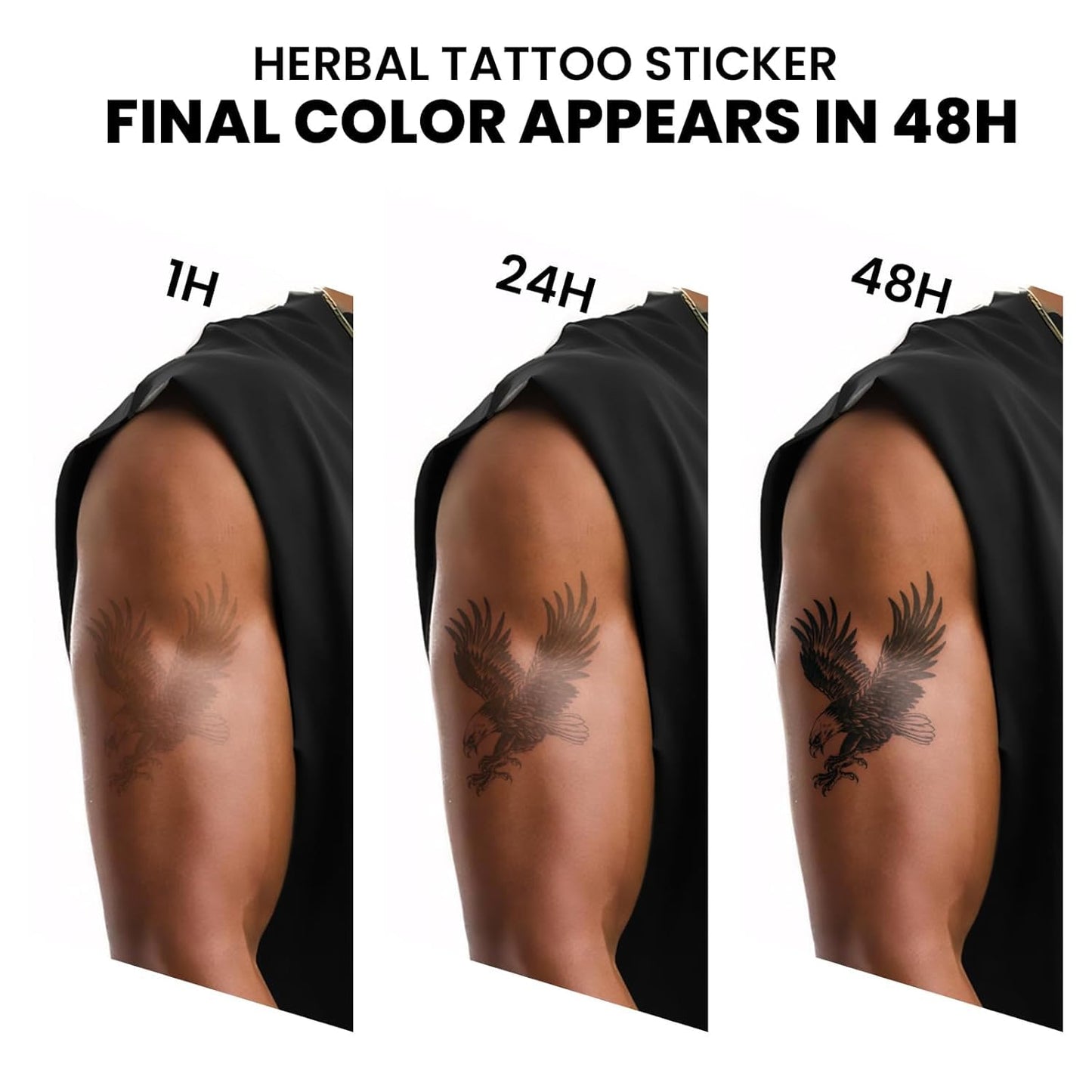 UBICA Semi Permanent Tattoos, 2 Sheets Realistic Large Temporary Tattoos for Men, Fake Tattoo for Arm Hand Fingers, Waterproof No Reflective, Lasts 2 Weeks (Lion Arrow Art & Eagle Sword Designs)