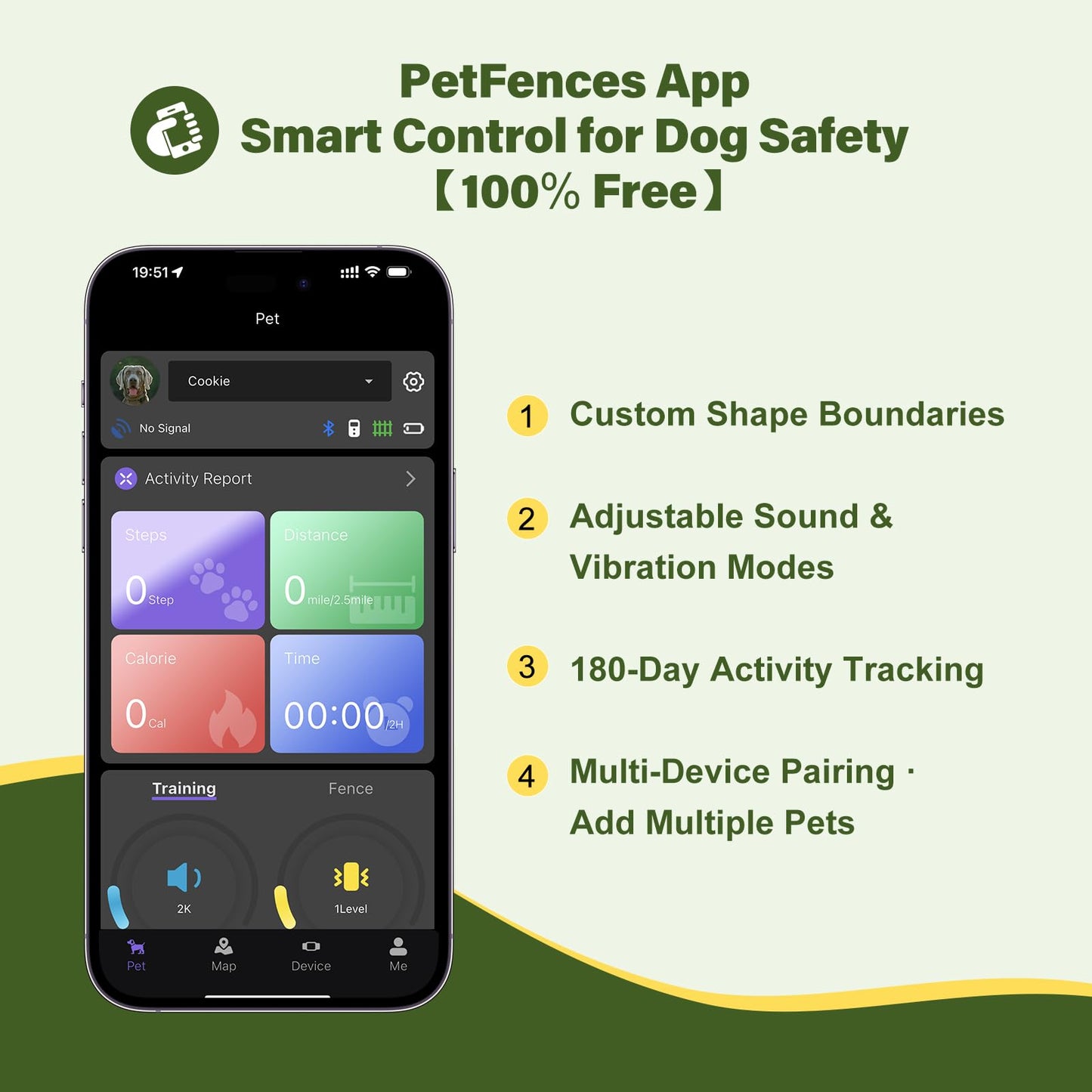 Lilyeel GPS Wireless Dog Collar Fence System - No Monthly Fee App Control, Custom Polygon Boundary & Remote Training, Free Phone Tracker for Up to 5 Pets, Virtual Electric Fence for Dogs, Dark Gray