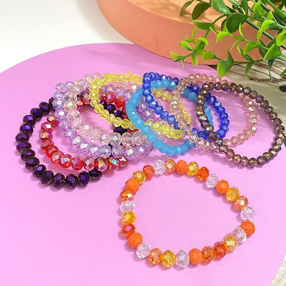 YHYPOCI 100pcs 8mm Crystal Glass Beads for Crafts Faceted Rondelle Glass Beads for Jewelry Making Crystal Spacer Beads for Necklaces Bracelets Earrings DIY Craft(Orange AB)