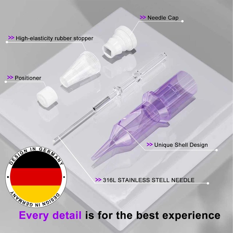 LumenTip Tattoo Cartridge Needles 20Pcs Assorted #12 Round Liner Shader Magnum 3RL 5RL 7RM 9RM Disposable Tattoo Needles With Membrane Tattoo Supplies