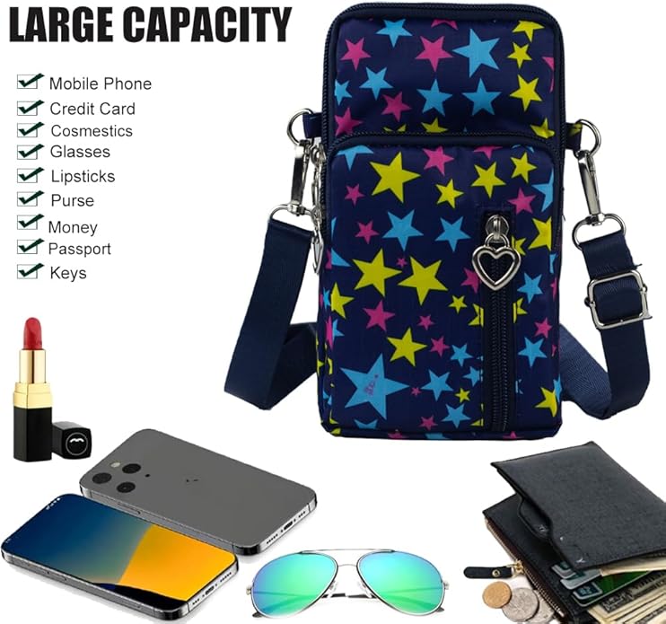 JANKS Small Crossbody Bag for Women - Mini Phone Purses with Crossbody Strap and Wallet - Nylon Arm Bag