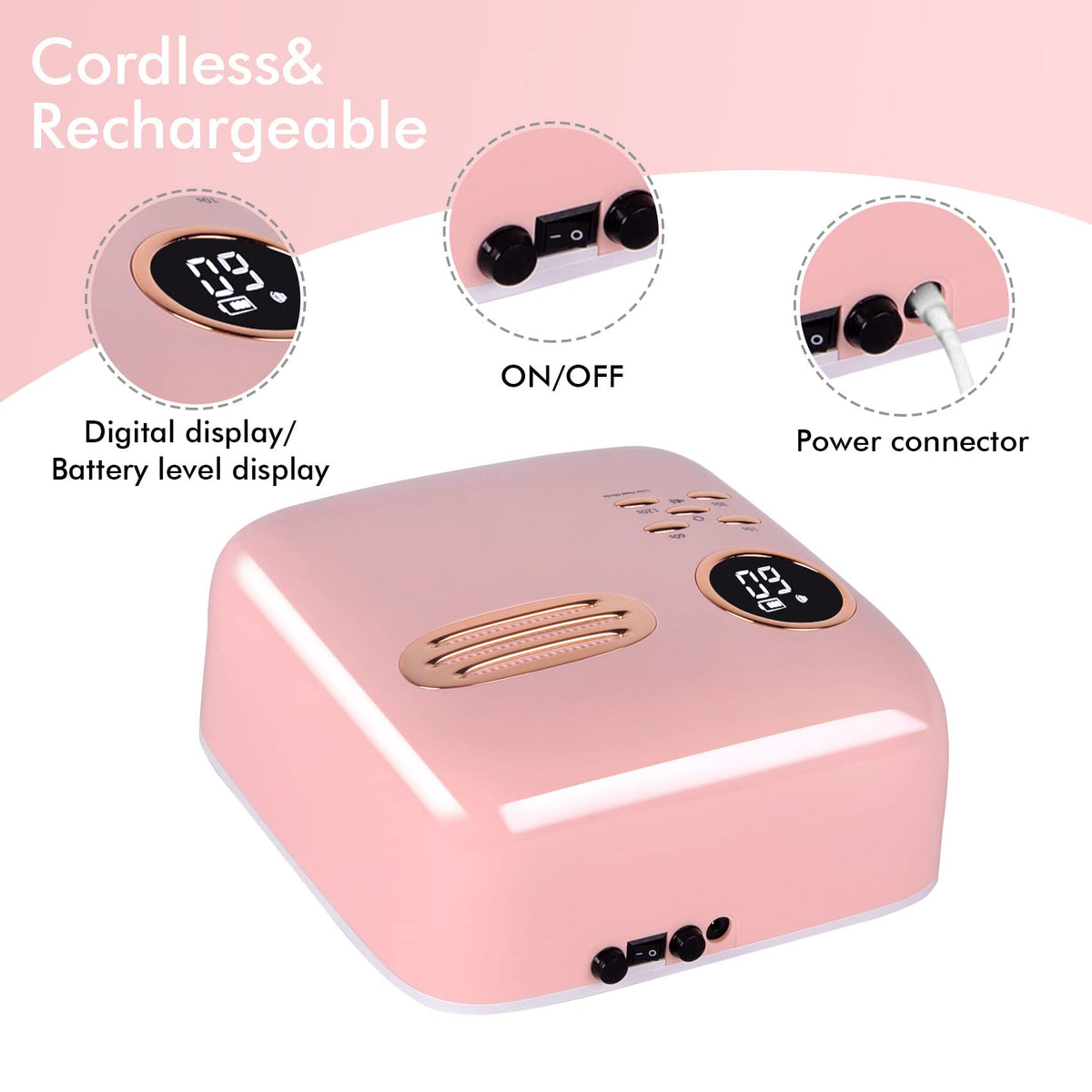 MEECI 72W Gel UV LED Nail Lamp for Gel Polish, Rechargeable Cordless Nail Polish Dryer, 15600mAH Fast Nail Polish Curling Lamp with 4 Timer Setting Automatic Sensor