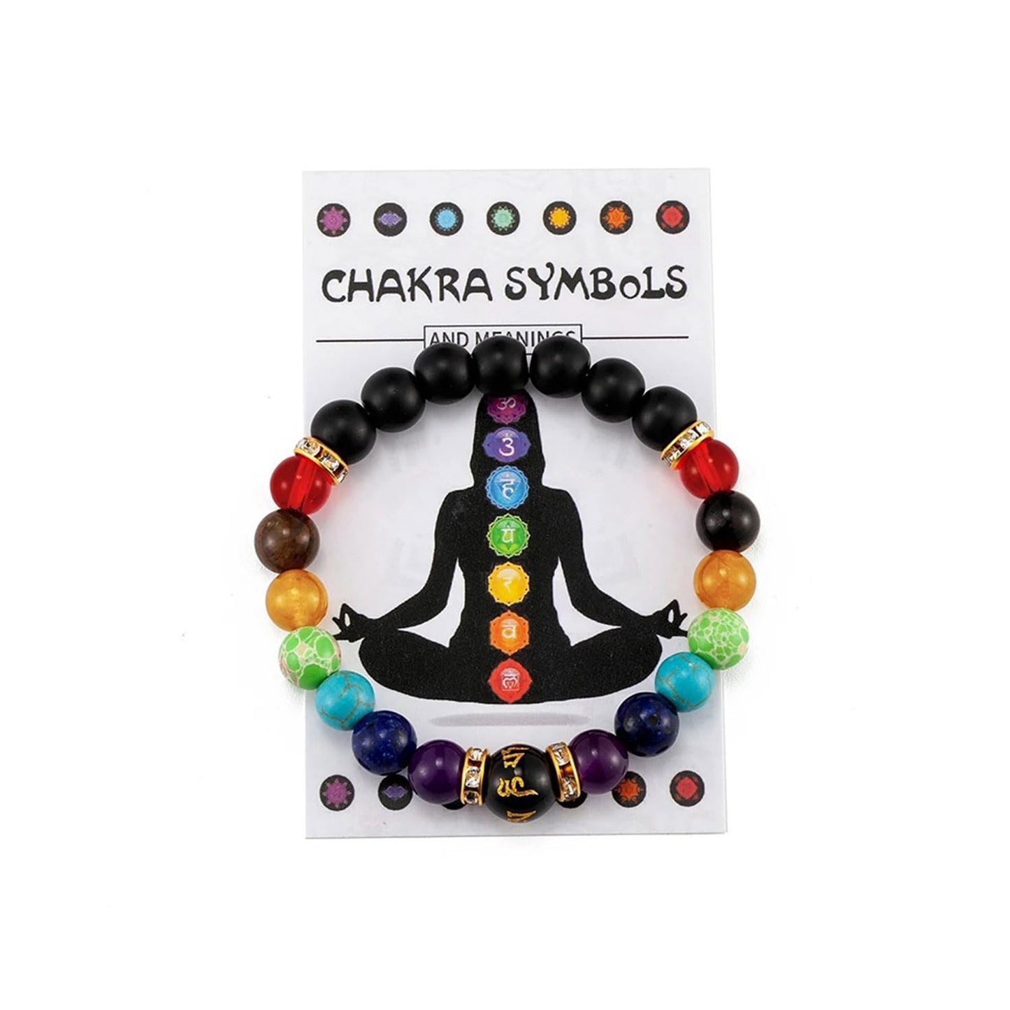 Choistily 2PCS Pulsera Arus 7 Chakras Lymphatic Drainage Chakra Bracelet 7 Chakra Bracelet with Natural Stone Beads Chakra Bracelet for Women Men (A)