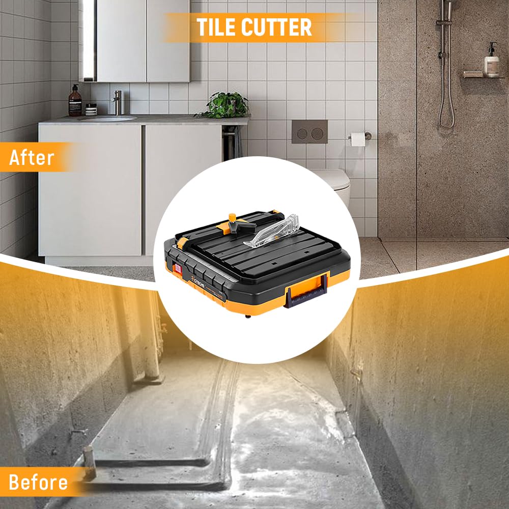 Hoteche 4-1/2-Inch Cutter Portable Wet Tile Saw 4.1A Tile Cutting Machine with Hidden Water Reservoir 0-45° Bevel Cutting for Tiles and Stones