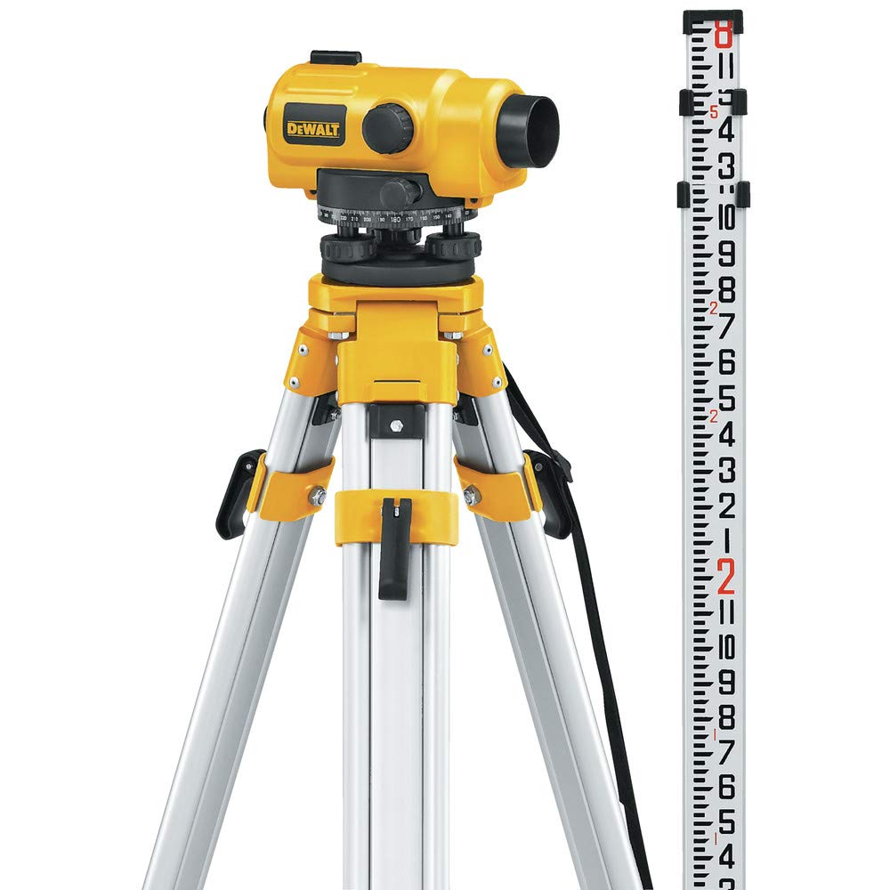 DEWALT DW096PK 26X Automatic Optical Level Kit with Tripod, Rod, and Carrying Case, Yellow