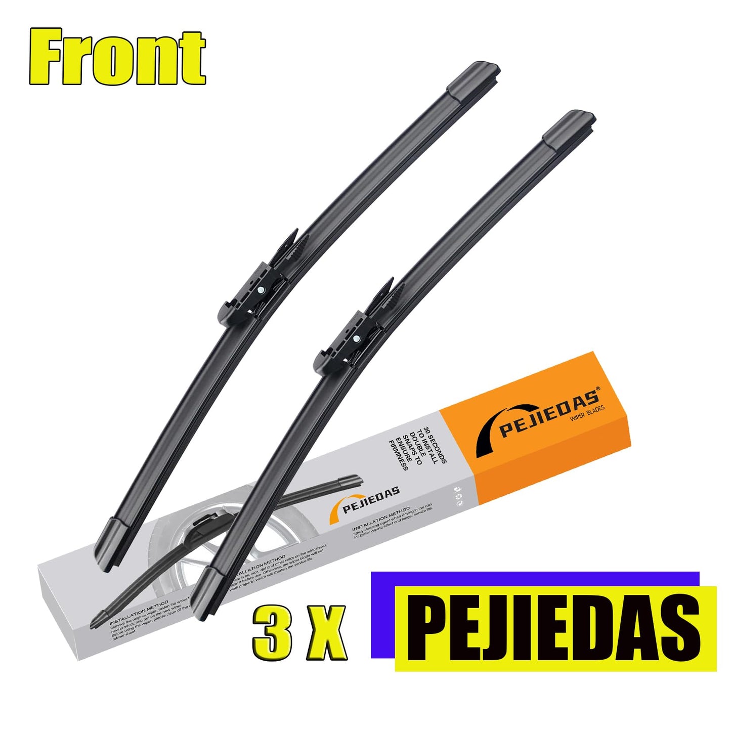 PEJIEDAS 3 x OEM Wiper Blades, Replacement Wiper Blades for Ford C-Max 2013-2018, (28“ & 26” Front Wipers + 12” Rear Wiper Blades)