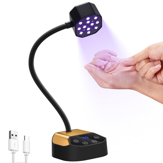 UV Nail Lamp: 36W Mini UV Light for Gel Nails Polish 50mW/cm² Rechargeable LED Nail Light Goosenecks Nail Dryer with 12 LEDs, 4 Timers & Auto Sensor, Fast Curing Gel X Nail Lamp for Home DIY Manicure
