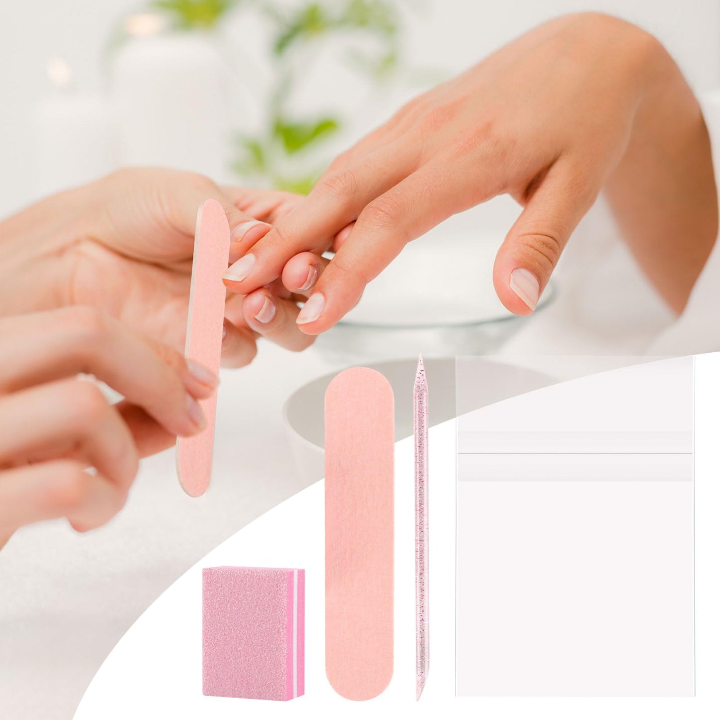 48 Sets Disposable Manicure Kit, Individually Package Nail Kit,Manicure Set with Mini Nail File,Mini Nail Buffer,Nail Stick for Salon Home