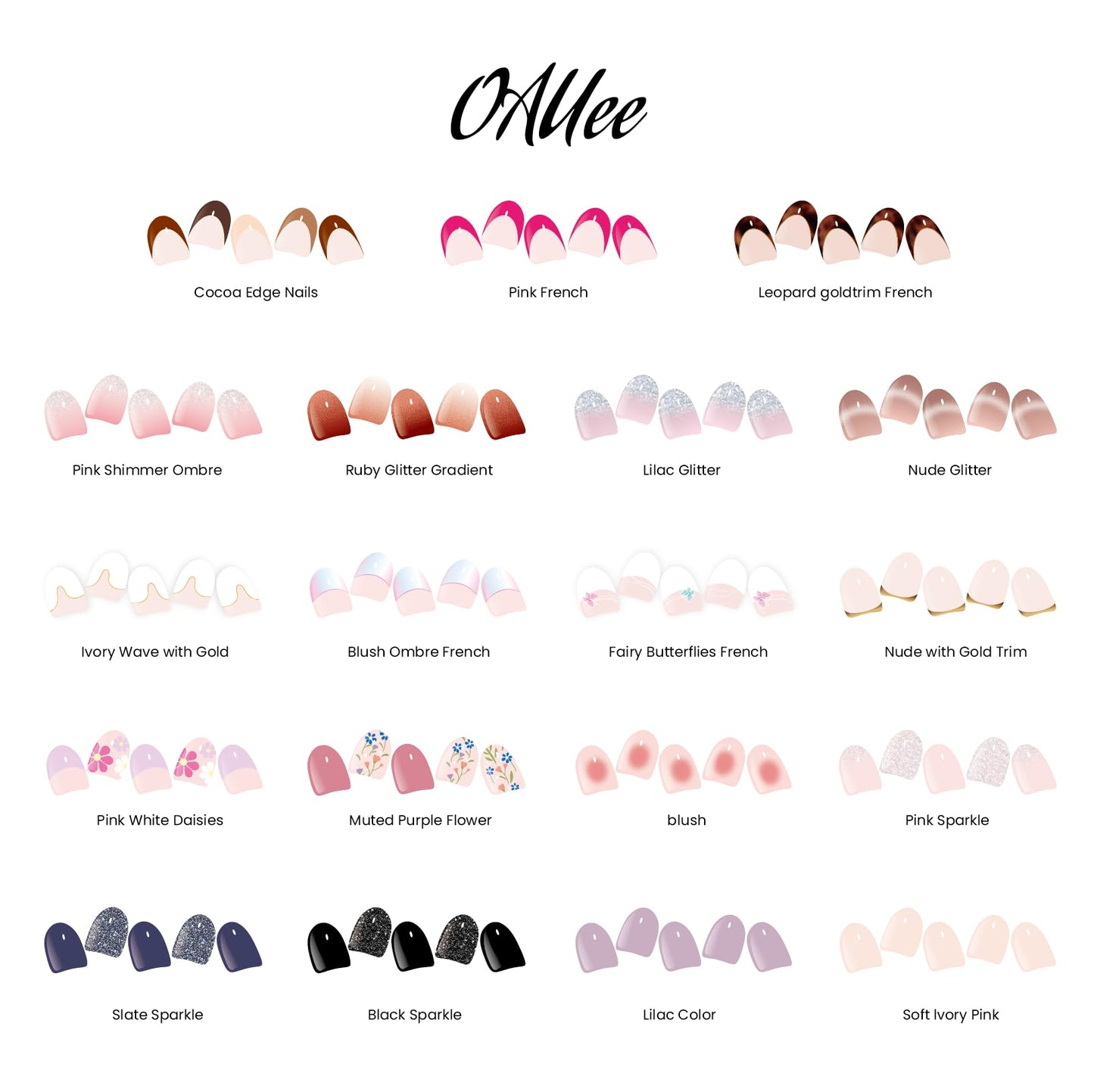 OAUEE Semi Cured Gel Nail Strips | Gel Nail Stickers with UV Light Required | Salon Quality, Easy Application and Removal（Dreamy White Neon Gradient Color）