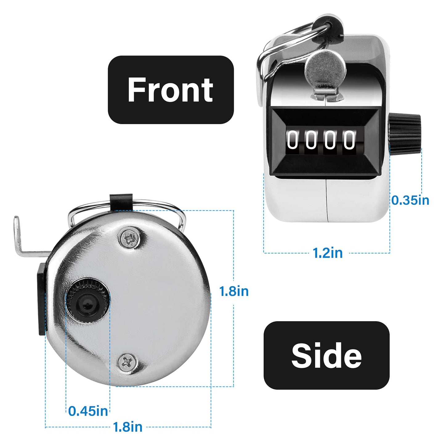 SDARMING Tally Counter, 4-Digit Clicker Counter, Metal Hand Tally Counters Clicker Pitch Counter for Counting, Knitting, Coaching, Golf, Lap, Fishing