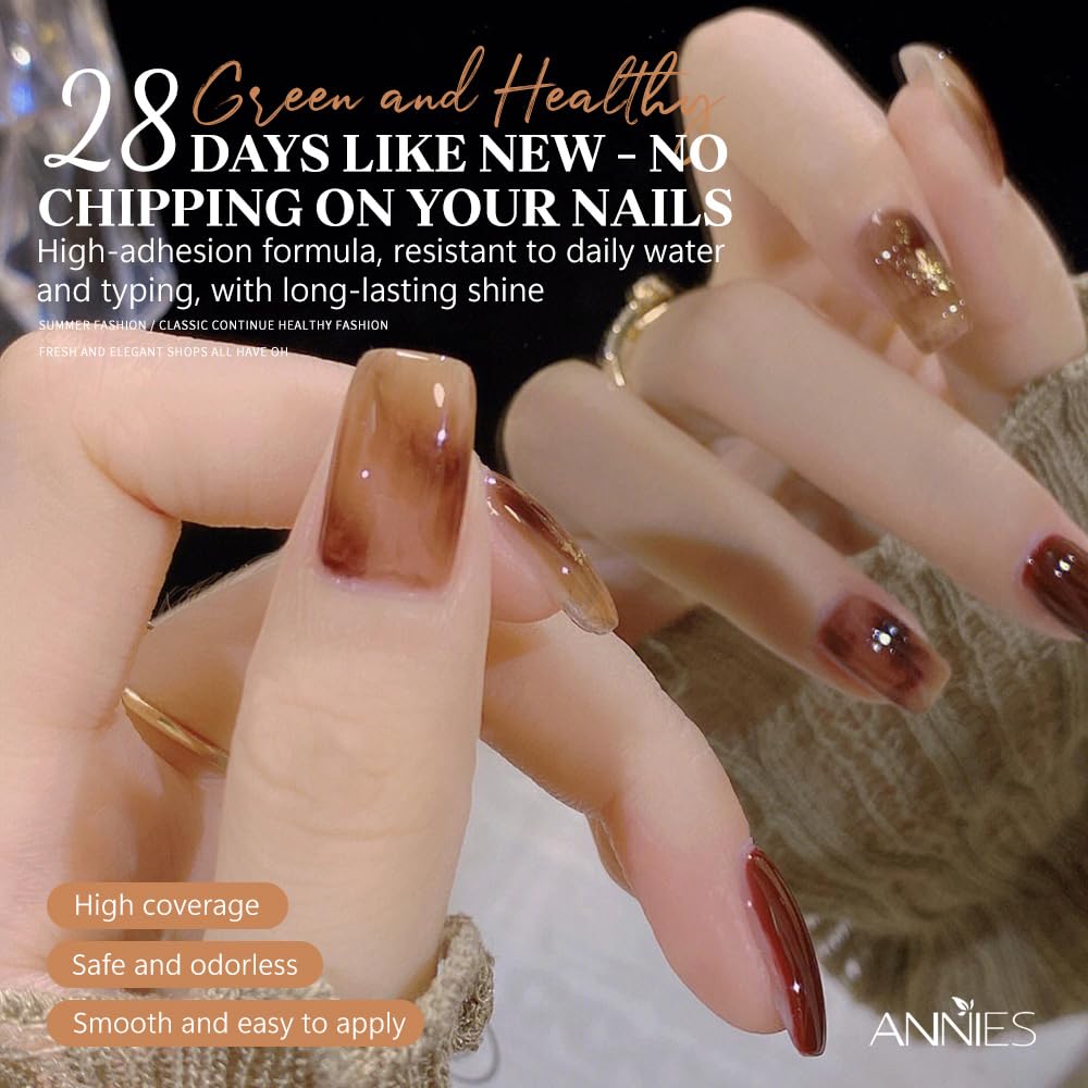 2Pcs Tortoiseshell Amber Gel Nail Polish Set - Brown Caramel Soak Off UV Gel Polish, Long Lasting, Trendy Fall Winter Nail Art Kit (Amber Brown 04)