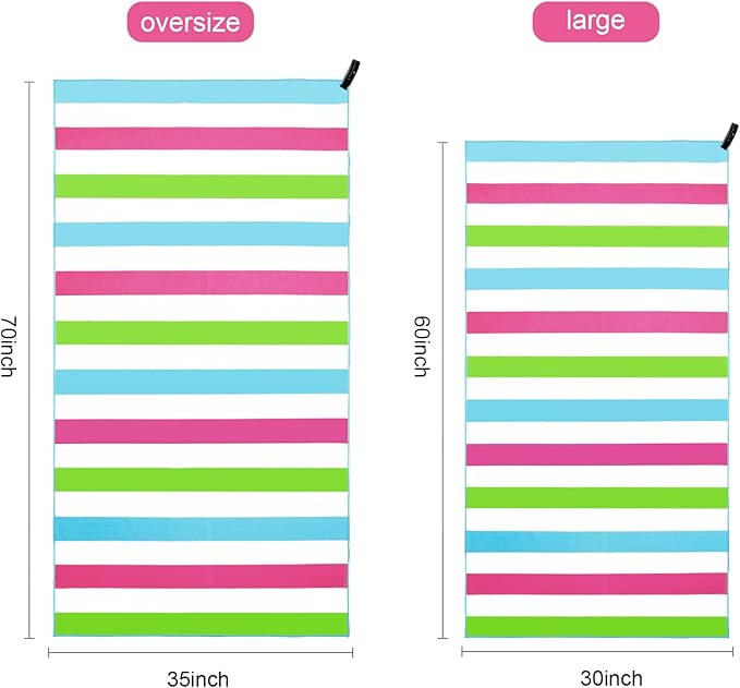 Exclusivo Mezcla Microfiber Quick Dry Beach Towel, Oversized Lightweight Sandfree Pool Towel for Swimming Camping Travel with Bag (Multicolor, 35x70 Inches)