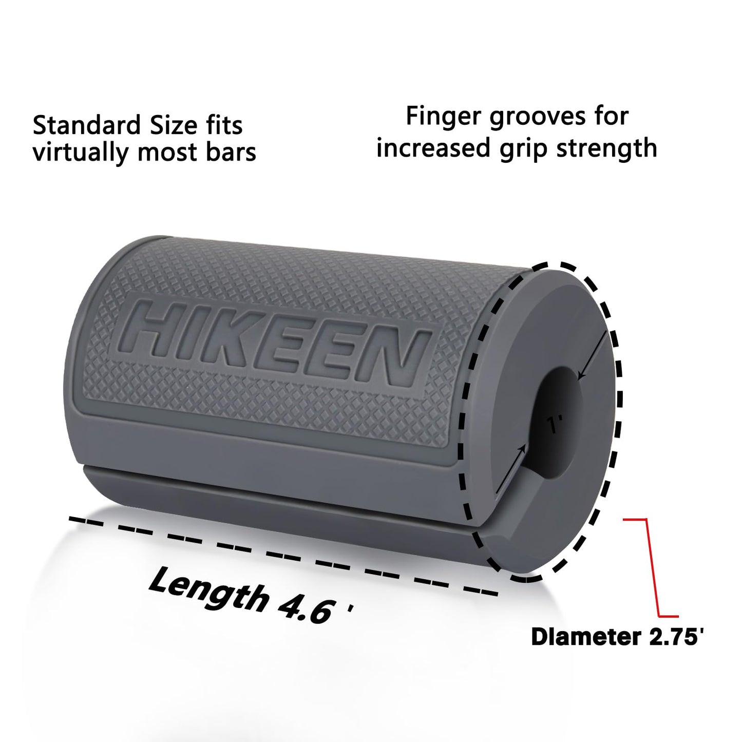 Hikeen Thick Bar Dumbbell Grips, Non Slip Hard Rubber Barbell Grips for Weight Lifting, Muscle Building - 2.75" Outer Diameter"