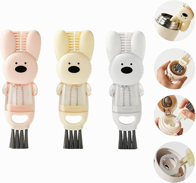 3 PCS 4 in 1 Cup lid Cleaning Brush, Cup Cleaner Brushï¼Multifunctional Bottle Brush, Crevice Cleaning Brush, Kitchen Crevice Cleaning