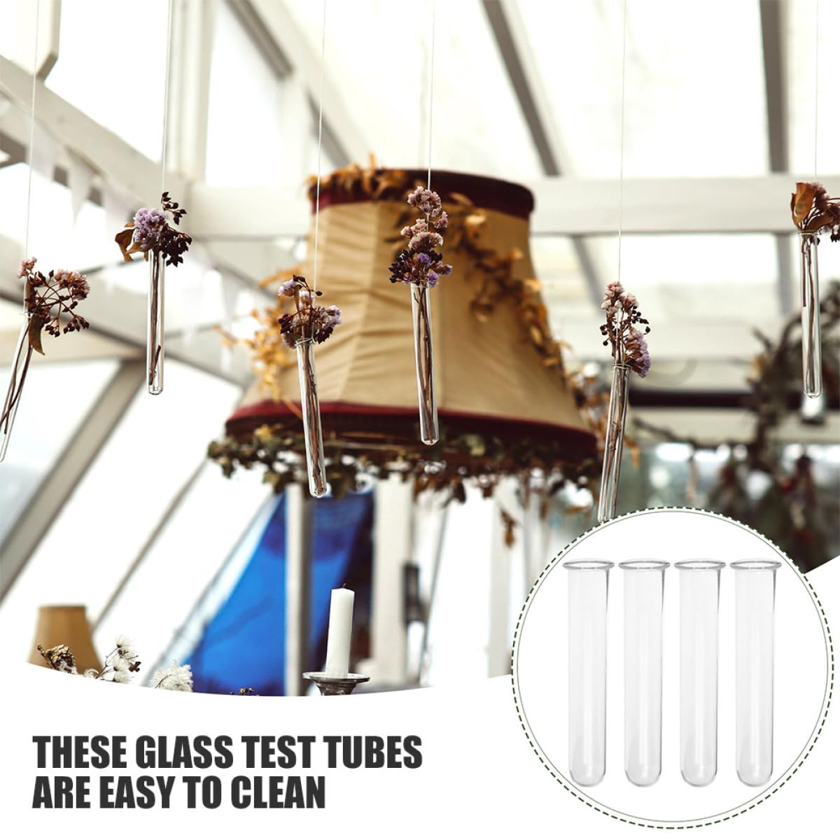 BESPORTBLE 4pcs Glass Test Tube Vase Plant Propagation Tubes Hydroponic Planter Terrariums Desktop Floral for Indoor Plants Home Décor