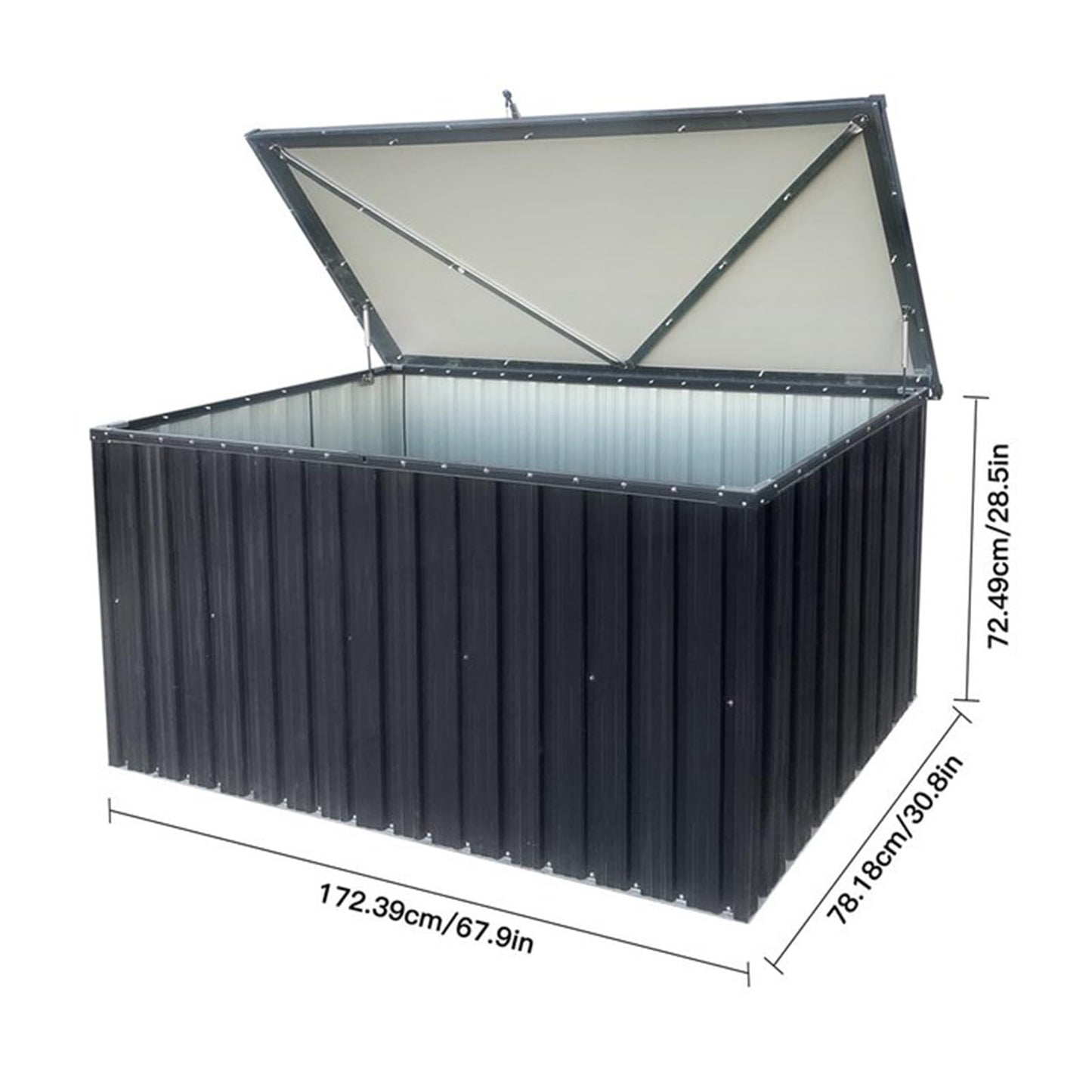 Fulvari 215 Gallon Outdoor Deck Box,Waterproof Lockable Metal Storage Container for Patio Cushions Gardening Tools and Pool Toys black One size