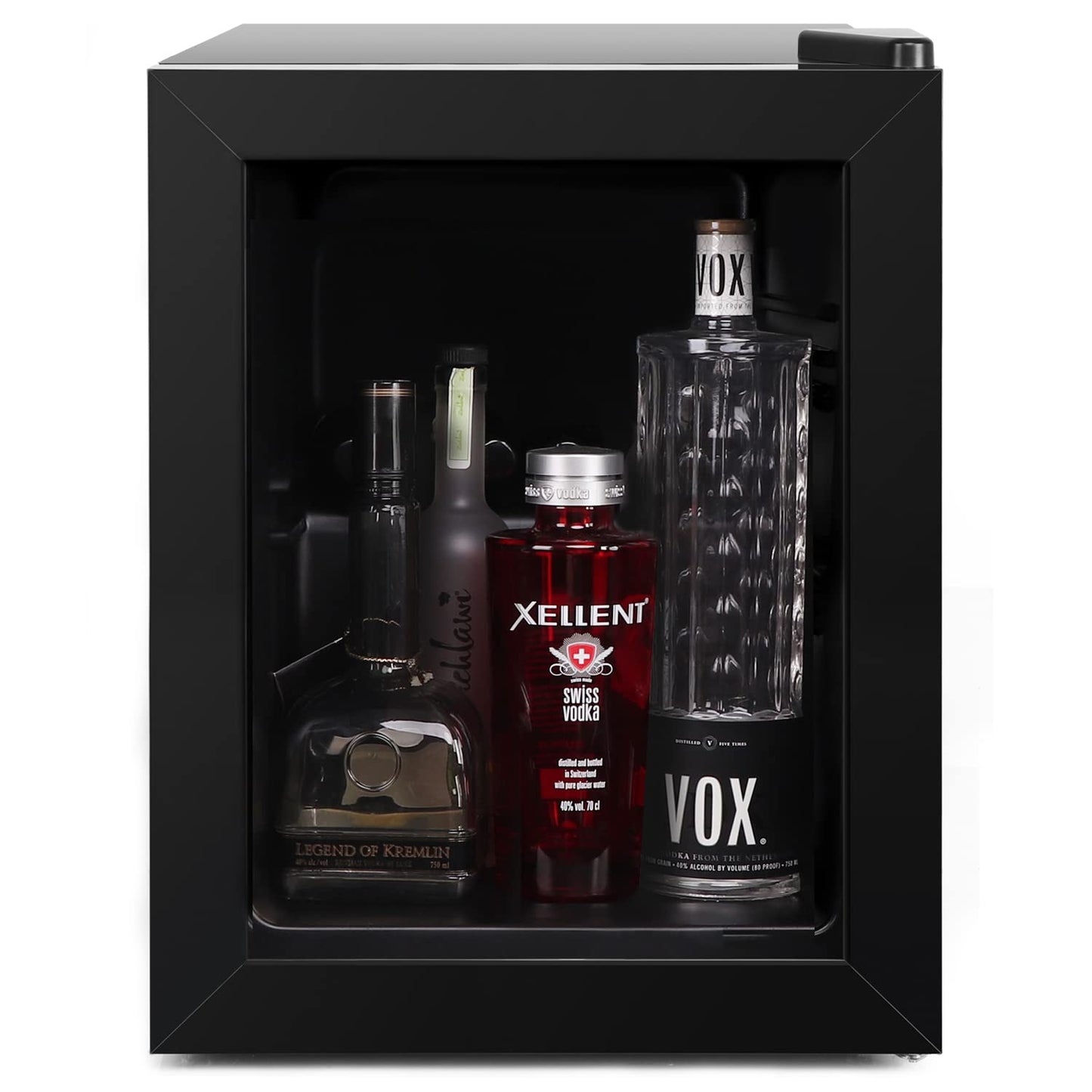 Watoor Compact Mini Freezer with LED Light 3-Layer Glass Display Door 2.1 Cu Ft with 2 Removable Shelves Quiet Upright Freezer 7 Temperature Settings Perfect for Liquor and Ice Cream