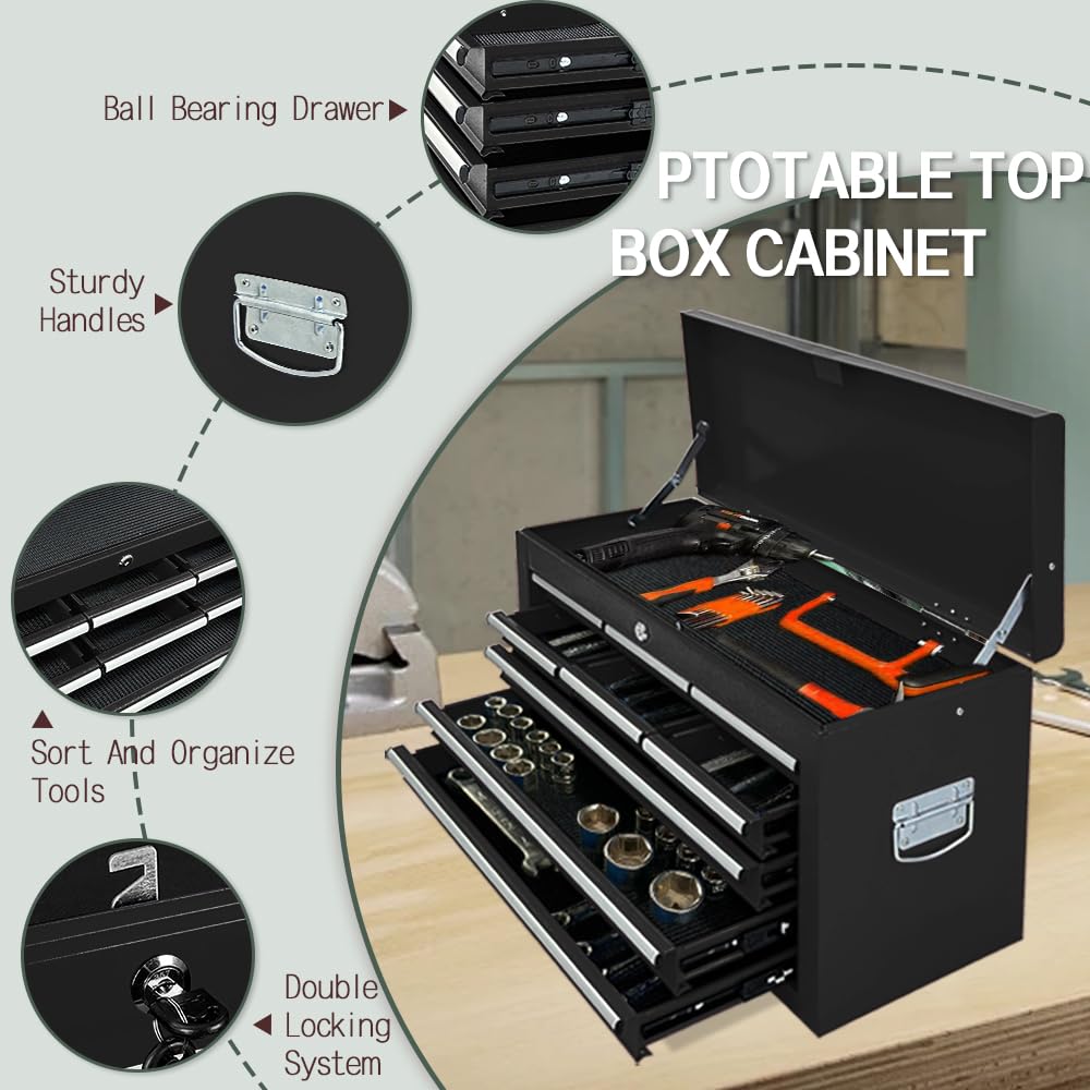 Tool Chest 13-Drawer with Double Door Handle,2 in 1 Detachable Rolling Tool Chests with Wheels and Drawers,Large Tool Box with Lock (Black)