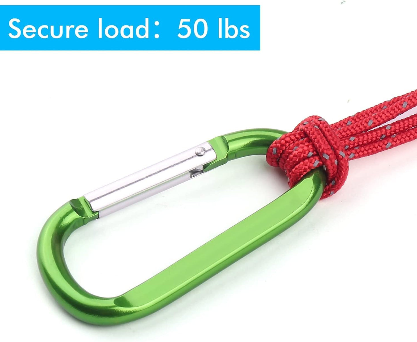 CampTek 6PCS Carabiner Caribeaner Clip,3" Large Aluminum D Ring Shape Carabeaner Keychain Hook"