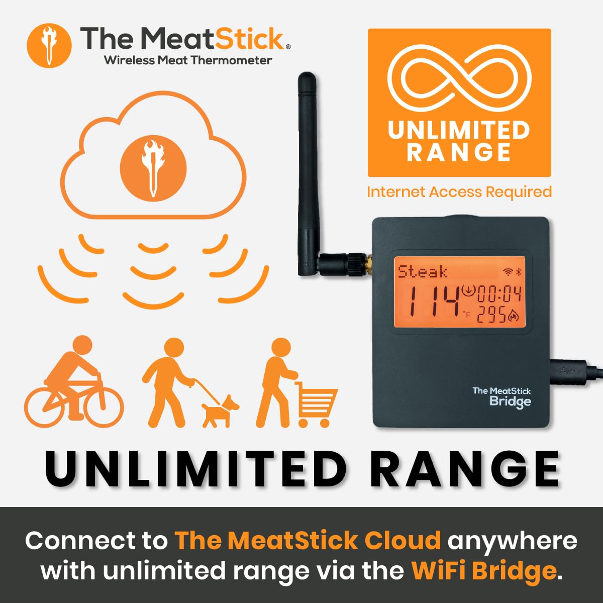 MeatStick WiFi Pro Set | 2-Probe Package | Smart Wireless Meat Thermometer | Unlimited Range Digital Food Probe with Bluetooth | for Smoking, Grilling, BBQ, Air Fryer, Deep Frying, Oven, Rotisserie