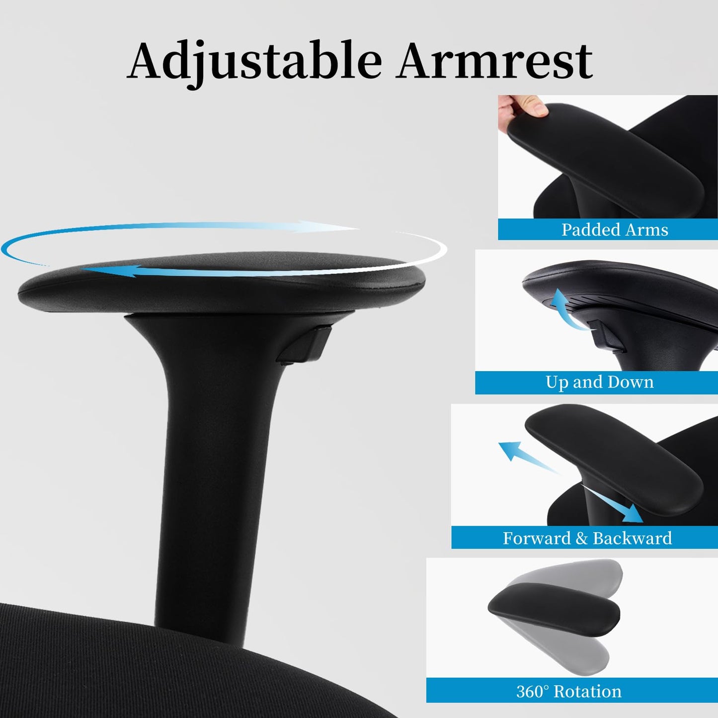 YFO Big and Tall Office Chair 500LBS - Computer Desk Chair with Adjustable Lumbar Support, Heavy Duty Ergonomic Mesh with 360 Rotation 4D Arm and Extra Wide Comfty Seat, Quiet Wheels for Adults