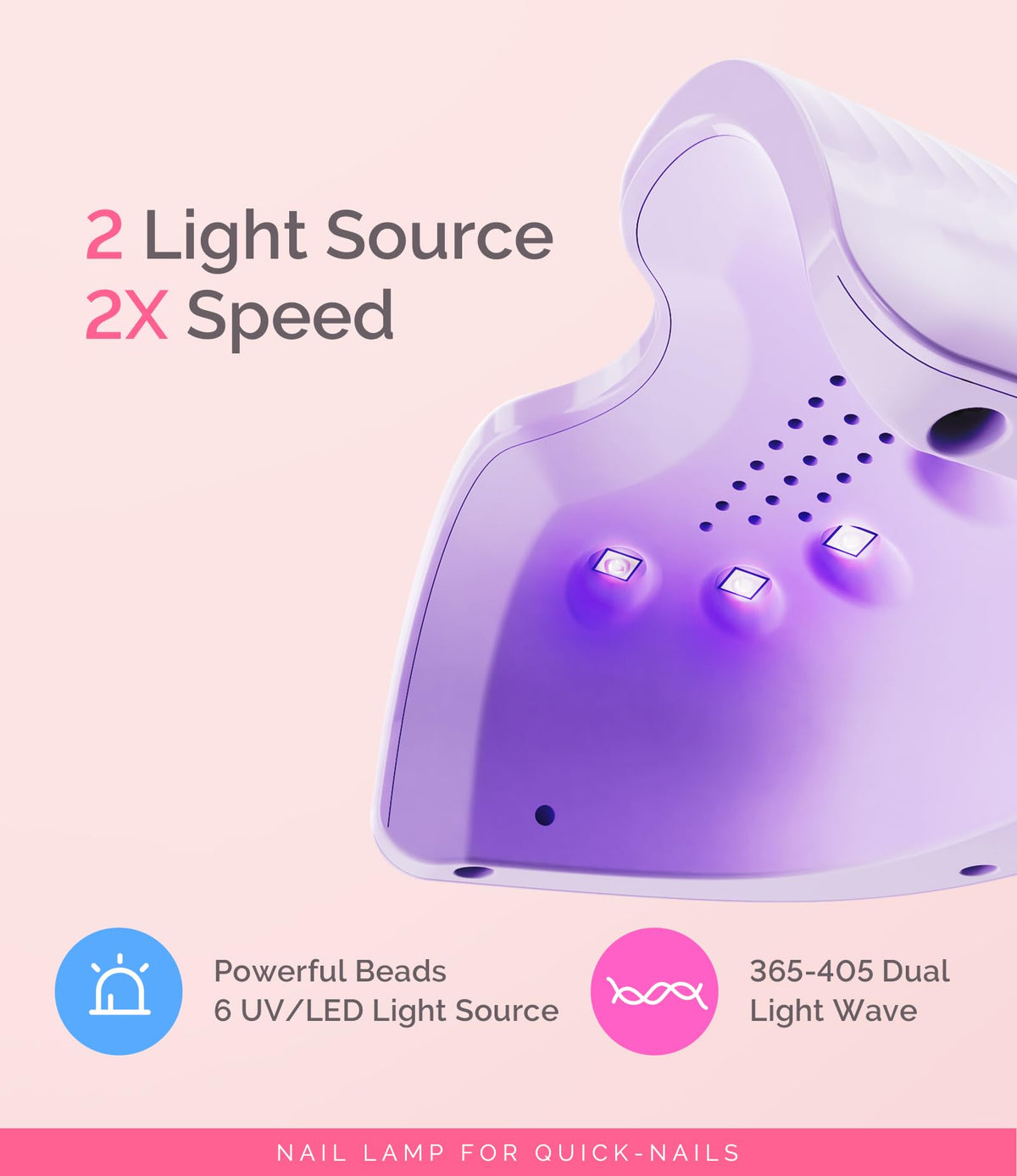 MelodySusie Mini LED UV Nail Lamp with Lightweight Design, P-ART06F Nail Dryer with Simple Button Control Cures All Soft Gels at Home, Especially Half-Cured Gel, Base Coat & Top Coat Purple