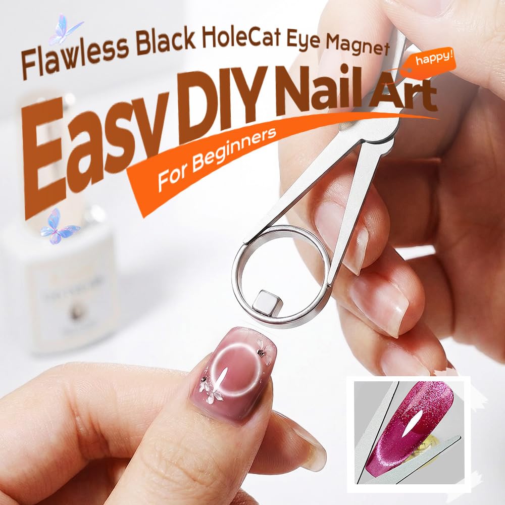 2026 New Ring-Shaped Cat Eye Magnet for Nails,Circular Magnet & Two Tip Scissor Tool for Cat Eye Gel Polish, Home DIY, Beginners & Nail Artists (Ring + French magnet)