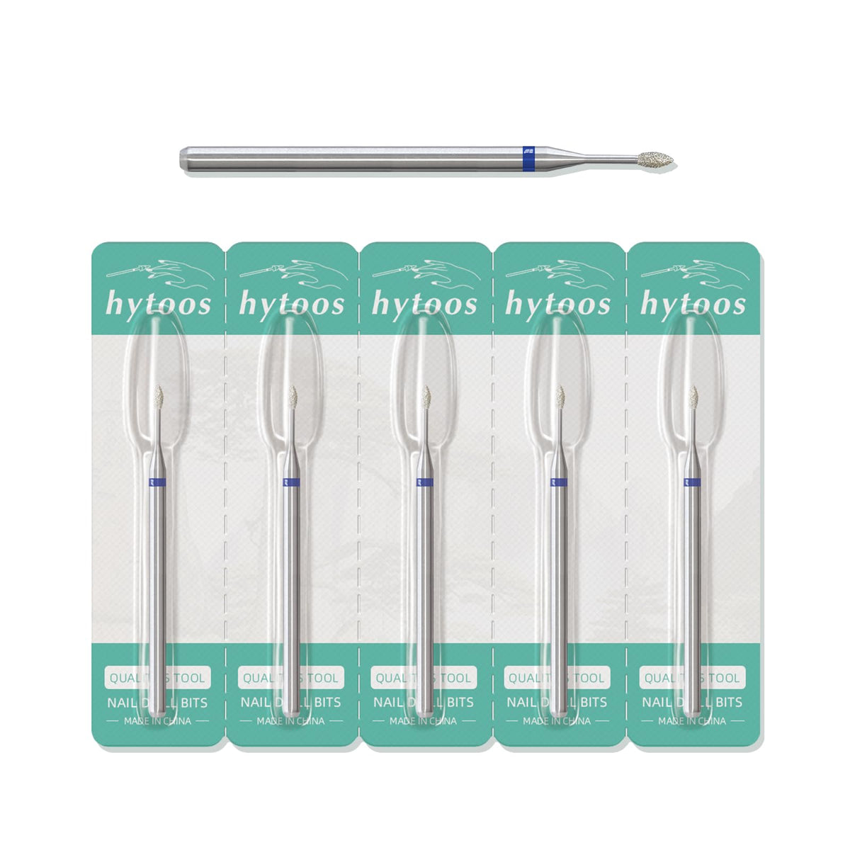 HYTOOS 1mm Mini Flame Cuticle Clean Nail Drill Bit, 5Pcs/Set Russian Diamond Nail Bits Professional Safety Under Nail Cleaner Burr for Cuticle Dead Skin, Electric Nails Drill Accessories, Medium